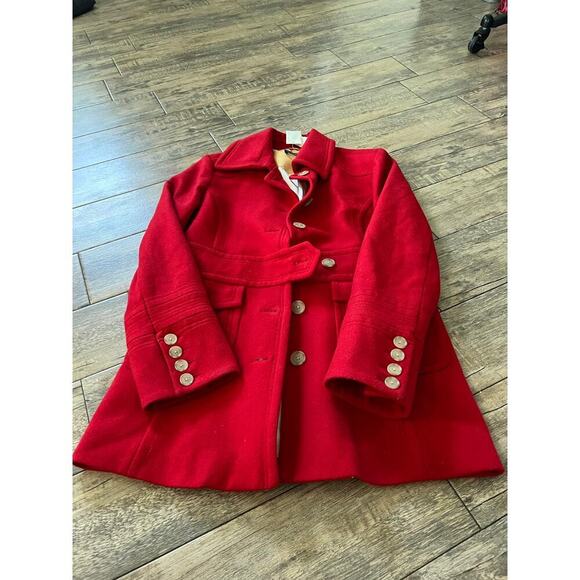 J.Crew Women's Red Wool Blend Long Sleeves Button Front Jacket Coat Size 12 - Picture 7 of 12